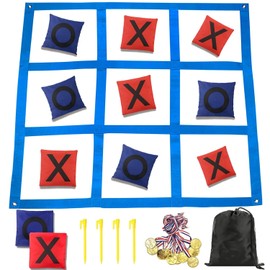 Giant Tic Tac Toe Bean Bag Toss Outdoor Games for Kids Adults Family-4X4FT Large Lawn Yard Carnival Field Day Games, Beach Backyard Camping Outside Family Reunion