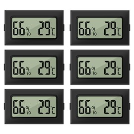 LYCXAMES Hygrometer Mini Digital, 2-in-1 Thermometer Hygrometer, 6 Pieces Mini Hygrometer, Digital Thermometer Humidity Meter for Greenhouse, Cellar, Baby Room (Black)