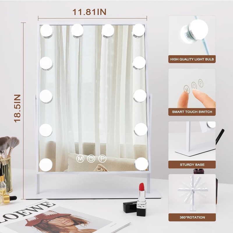 Hansong Vanity Mirror with Lights Makeup Mirror with Lights 12