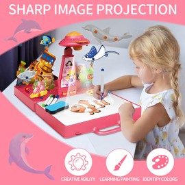 GKLBDAV Drawing Projector for Kids, Tracing Projector for Drawing Early Learning Educational Toy Art Supplies for Kids 6-8, Toys for Girls Smart Projection Drawing Board for Girls Kids(Pink)