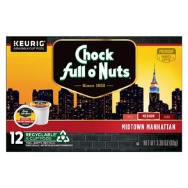 Chock Full o'Nuts Midtown Manhattan Coffee, Compatible with K-Cup Pods, 12 CT (Pack of 3)