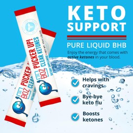 Dr. Boz - Pucker UP! Clear Ketones, 20 Packets - Pure Liquid BHB - Fast Acting Exogenous Ketones - Increase Energy & Clarity - Max Strength - Quality Tested - Made in USA - Keto Diet - 0.34oz (10ml)