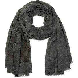 styleBREAKER scarf with feather print in boho style, fringing shawl, women 01017066, color:Black