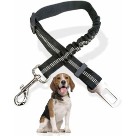 Dog Seat Belt,Adjustable Doggy Seat Belt with Elastic Bungee Buffer and Buckle Pet Vehicle Seatbelt Safety Lead Strong Dog Car Harness Puppy Travelling Leash Lead Travel Accessories (Black)