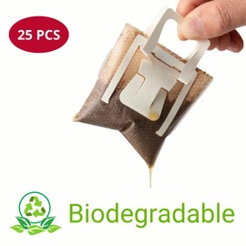 512 COFFEE | 25 Pcs - Recycling Portable Single Serve Coffee Filter Paper Bag | Hanging Ear Disposable Pour Over Coffee Filter Bag for Travel, Camping, Office, Home