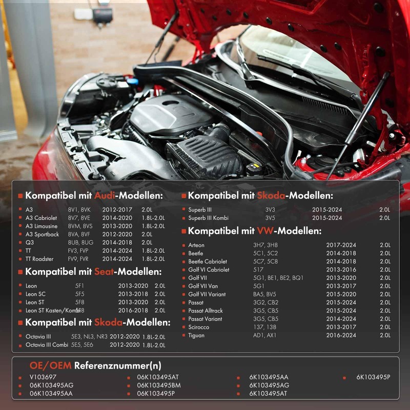 Frankberg Oil-Water Separator Ventilation Hoses for Crankcase Replace# 06K103495AG