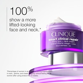 Clinique Smart Clinical Repair Anti Aging Lifting Face + Neck Cream with Peptides + Hyaluronic Acid For All Skin Types | Hydrating
