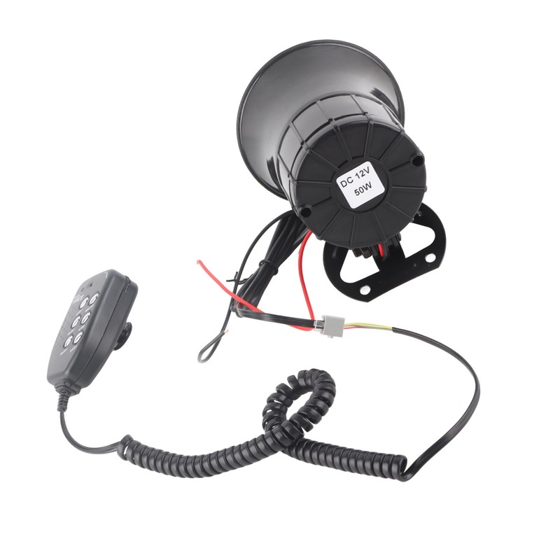 50W 120dB Car Loud Horn 6 Sounds Emergency Warning Alarm