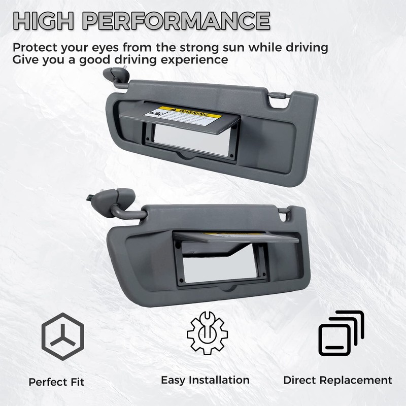 KUAFU Driver Side and Passenger Side Sun Visor Compatible with