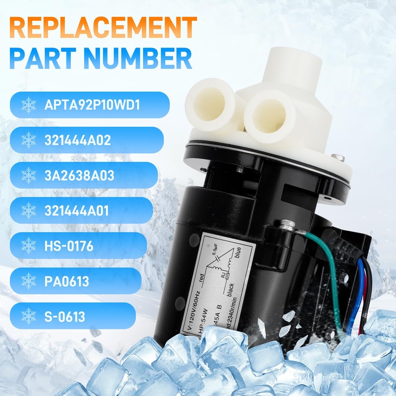 Sejaede PA0613 Ice Machine Water Pump Motor Assembly with Capacitor