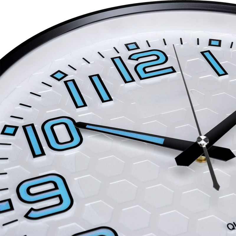 Plumeet Night Light 13'' Bedroom Wall Clocks with Silent Non-Ticking