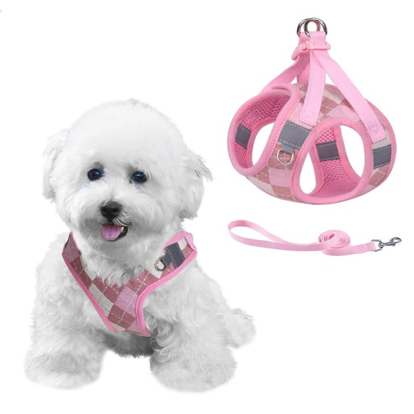 PawSailor Plaid Medium Dog Harness, No Pull with Leash, No