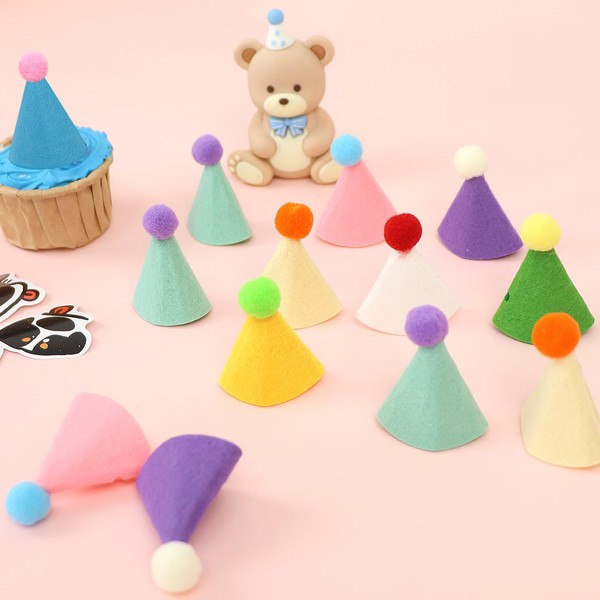 DRANSMIC 24pcs Mini Party Hats for Stuffed Animals
