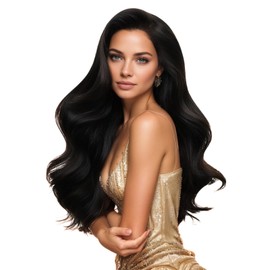 Full Shine Invisible Tape in Hair Extensions Human Hair Holed Tape in Extensions Color 1 Black 18Inch 20PCS Black Tape in Extensions Real Human Hair 50G Straight Seamless Glueless Soft Remy