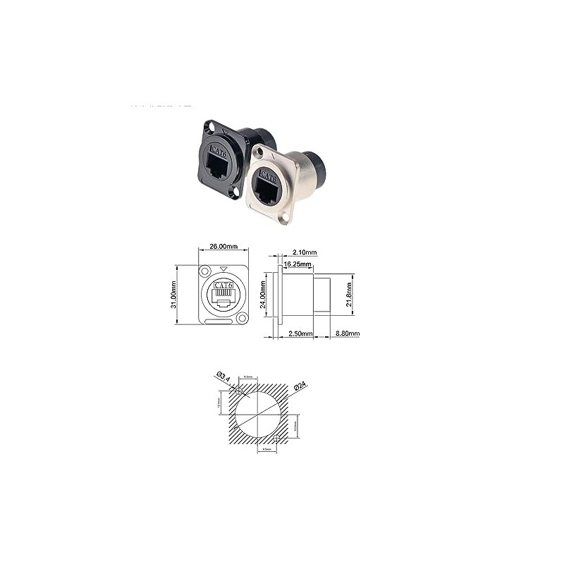 HangTon - Conector RJ45 impermeable, Ethernet Cat6, Paquete de 5