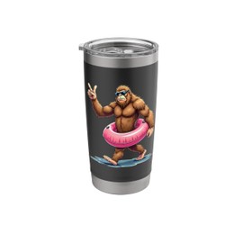 Funny Bigfoot Sasquatch Yeti Pool Float Peace Sign Summer Stainless Steel Insulated Tumbler