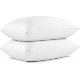 Foam & Upholstery Warehouse 20” x 30” Pack of 2 Queen Size Bed Pillows, Pillows for Side and Back Sleepers, Super Soft Down Alternative Hollow Fibre Filled Pillows, White