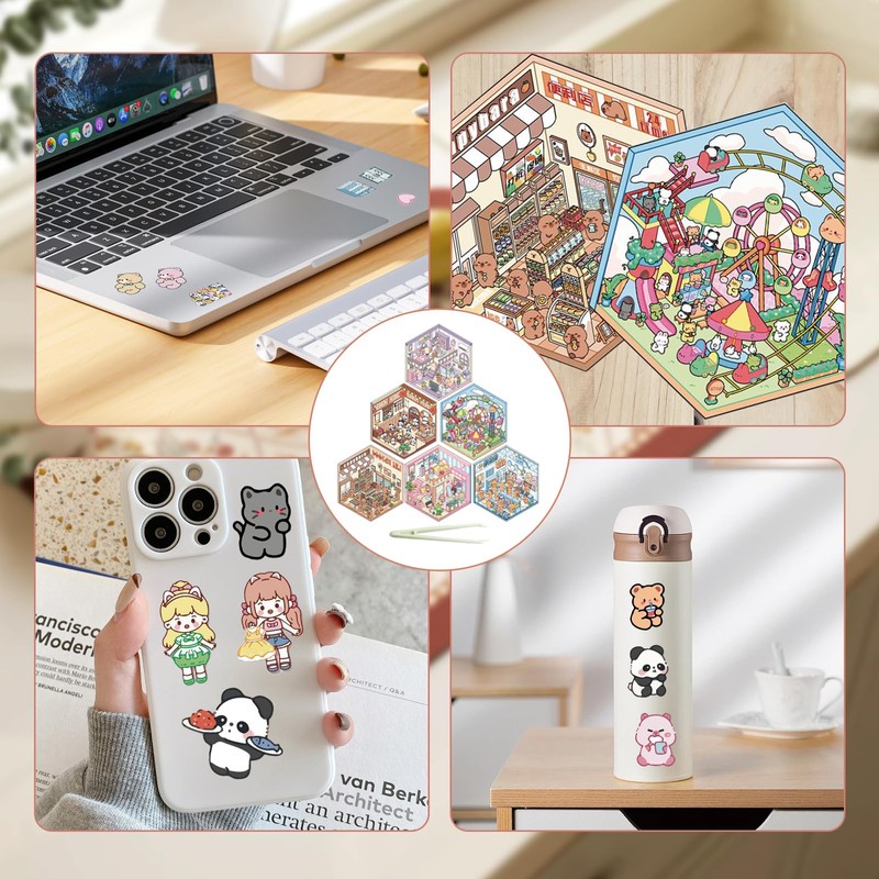6 Set Sticker Scene Sticker 3D Scene Stickers 3D House