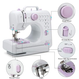Mini Sewing Machine by Galadim (Including Extension Table and Sewing Supplies Set) - Small Electric Overlock Sewing Machines with 2 Speed 12 Built-in Stitch Patterns GD-015-CZ
