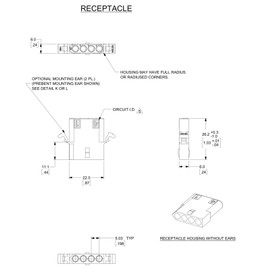 Molex 4-Circuits Connector, w/14-20 AWG .093" Pins Panel Mount (Pack of 3 Set)