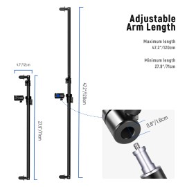 For Universal NEEWER Extendable Reflector Holder Arm， Studio Telescopic 27.9” to 47.2”Boom Arm