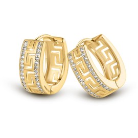 DIAMANTIO Elegant 14K Gold Plated Cubic Zirconia Hoop Earrings for Women - Double Row 5A Cubic Zirconia, Hypoallergenic, Nickel-Free, Lead-Free - Gift for Valentine’s Day, Anniversaries, Birthdays, and Special Occasions