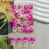 Valentines Press on Nails Medium Square Pink Fake Nails with