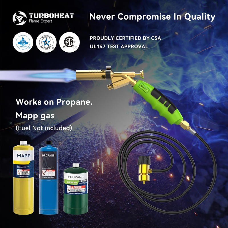 TURBOHEAT Propane Torch Hand Hose Heavy Duty MAPP Gas Torch