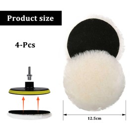 BEELUKY Pack of 4 Wool Polishing Pad 125 mm Wool Polishing Attachment Angle Grinder Velcro Polishing Disc Compatible Bosch Orbital Sander Lambswool Hood Car Polishing Hood for Polishing Machine