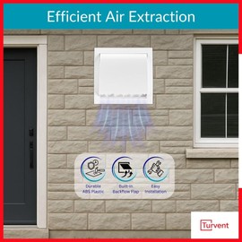 TURvent 100mm Wetterschutzgitter Weiß - Kunststoff Abluftgitter mit Rückstauklappe - Abdeckung Dunstabzug Außen - Lüftungsgitter mit Haube - Ablufthaube für Trockner - Wetterschutzhaube für Wand