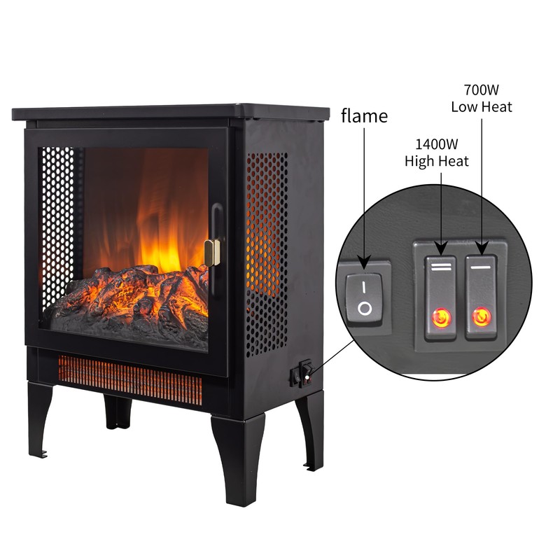 IInnoflame 17" Electric Fireplace Stove, Freestanding Fireplace Heater with Realistic