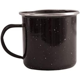 The Home Fusion Company Black Enamel Camping Gear - Single Cup Plate Bowl or Set Hiking Fishing