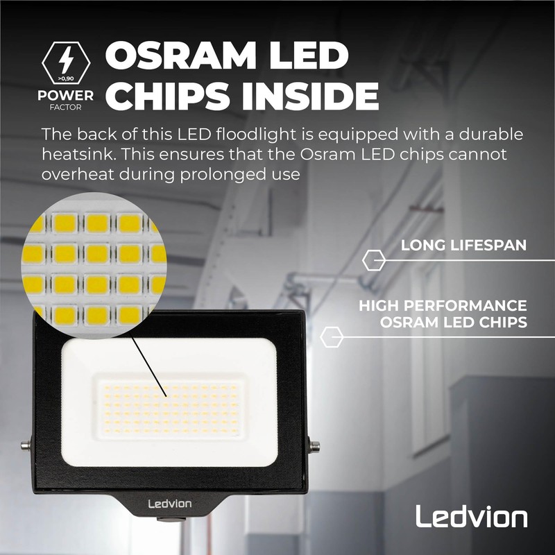 Ledvion LED Spotlight with 0.5 m Cable, 50 Watt Osram