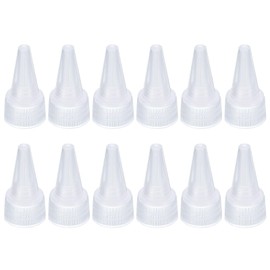 PATIKIL 18/410 Twist Bottle Caps, 12Pcs Plastic Ribbed Edge Squeeze Bottle Replacement Caps with Foam Gasket for Paint Lids Glue Dispensing Bottles, Clear