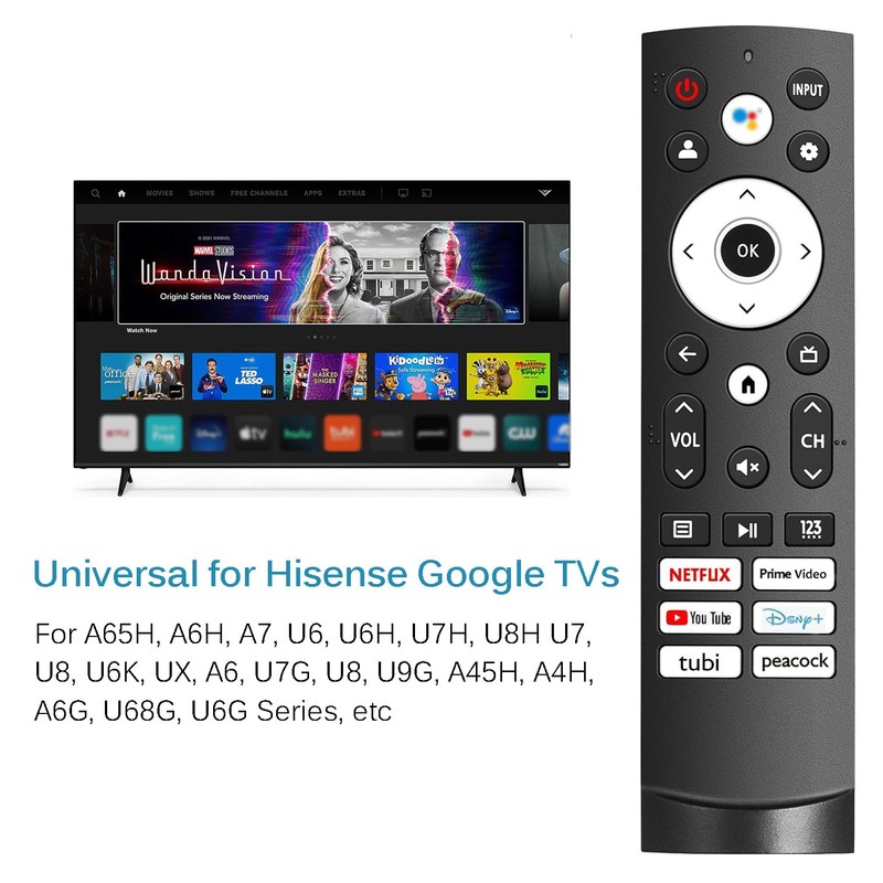 Universal Remote Control for Hisense Smart Google TV Series, Replacement