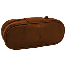 GERMANUS Benedict Pipe Bag Genuine Leather for 2 Pipes in Brown, brown, Whistle pocket