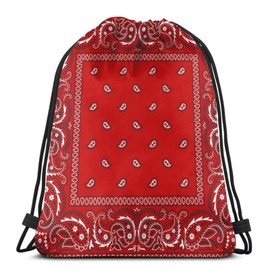 Yasia Bandana - Red Drawstring Backpack Sport Bag Gym Sack