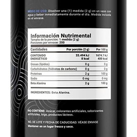 B Life Beta Alanina Pura en Polvo 200 Servicios 400g