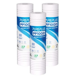 PUREPLUS 5 Micron 10" x 2.5" Whole House Grooved Sediment Home Water Filter, Replacement Cartridge for Any 10 inch RO Unit, AO-WH-PREV-R2, AP110, WHKF-G05, AB-SGR5M, GXWH20S, WFPFC5002, CFS10, 3Pack