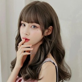 Romantic long hair olive brown wavy full wig (WFLPJAH) / 로맨틱 긴머리 올리브브라운 웨이브 통가발 (WFLPJAH)