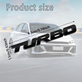 Turbo Car Emblem, Car Decal 3D Raised Letters Bumper Sticker, 3D Metal Turbo Premium Car Side Fender Rear Trunk Emblem Badge Decals, 3D Metal Turbo Emblem Decoration Stickers Fit for All Cars