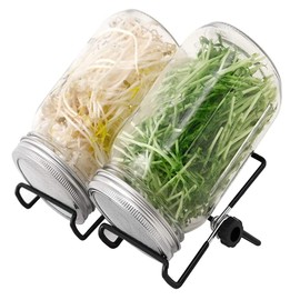 Lulonpon 4 Pieces Sprouting Lids, 304 Stainless Steel Screen Sprout Lids with Stand for 86mm Caliber Jar,for Sprouting, Sprouting Seeds, Sprouting Kit