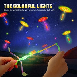 Aonuily Light up Slingshot Toys, 24 Pcs LED Flying Toy Glow in the Dark Party Favours and Party Bag Fillers for Boys Girls Outdoor Shooters Game