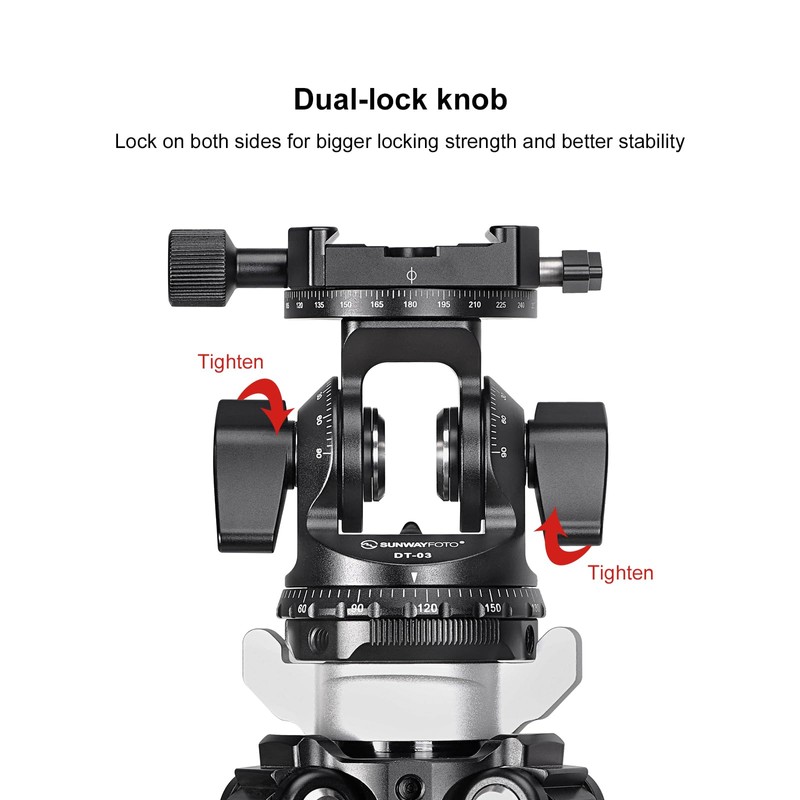 SUNWAYFOTO DT-03R Two-Way Tilting Head for Monopod and Tripod with