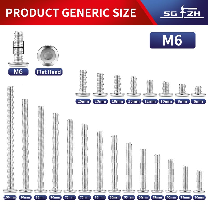 M6 x 15 mm, 10 tornillos hexagonales de cabeza plana,