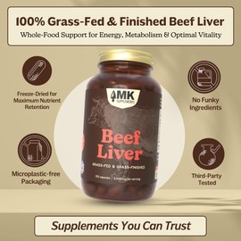 MK Supplements Grass Fed Beef Liver Supplement, Supports Energy Production, Detoxification, Digestion, Immunity and Full Body Wellness, Non-GMO, Freeze Dried, 30 Servings (3,000 mg Each)