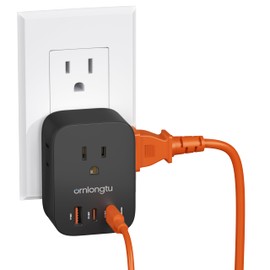 Multi Plug Outlet Extender, Surge Protector Wall Plug Splitter with 3 Electrical Outlets 3 USB Ports, PD 20W USB C Charger Block Wall Outlet Expander for Travel Home Office Dorm Room Essentials(Black)