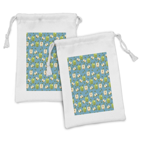 Ambesonne Fruits Fabric Pouch Set of 2, Fresh Granny Smith