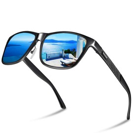 Glazata Polarized Sunglasses, UV400, UV Protection, Metal Frame Sports Sunglasses, Driving, Baseball, Bicycle, Fishing, Running, Golf, Driving, Unisex, Blue Lenses