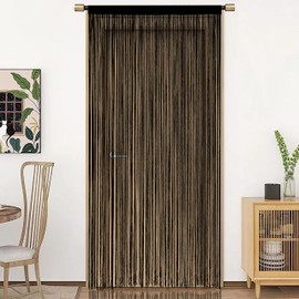 HSYLYM String Door Curtain Window Decoration Room Divider Decoration Single Curtain for Windows 90 x 200 cm Black